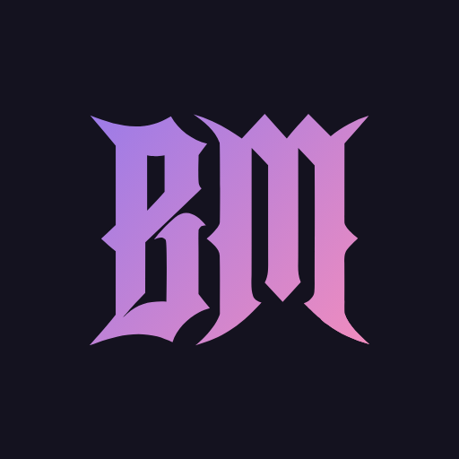 The Beatmaker Manager logo: a gothic BM in violet and pink.
